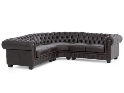 Samyog Living Chesterfield corner sofa genuine leather brown