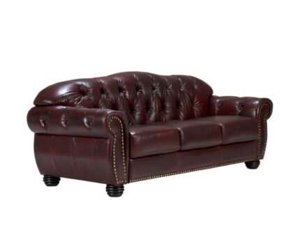 Samyog Living Chesterfield Hereford 3-seater sofa in red genuine leather