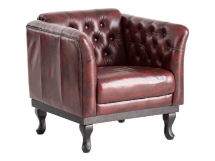 Samyog Living Chesterfield Dover armchair, real leather red