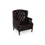 Chesterfield Traditional Dark Brown High Back One Seater Leather Sofa - Image 2