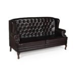 Chesterfield Traditional Dark Brown High Back Three Seater Leather Sofa - Image 2