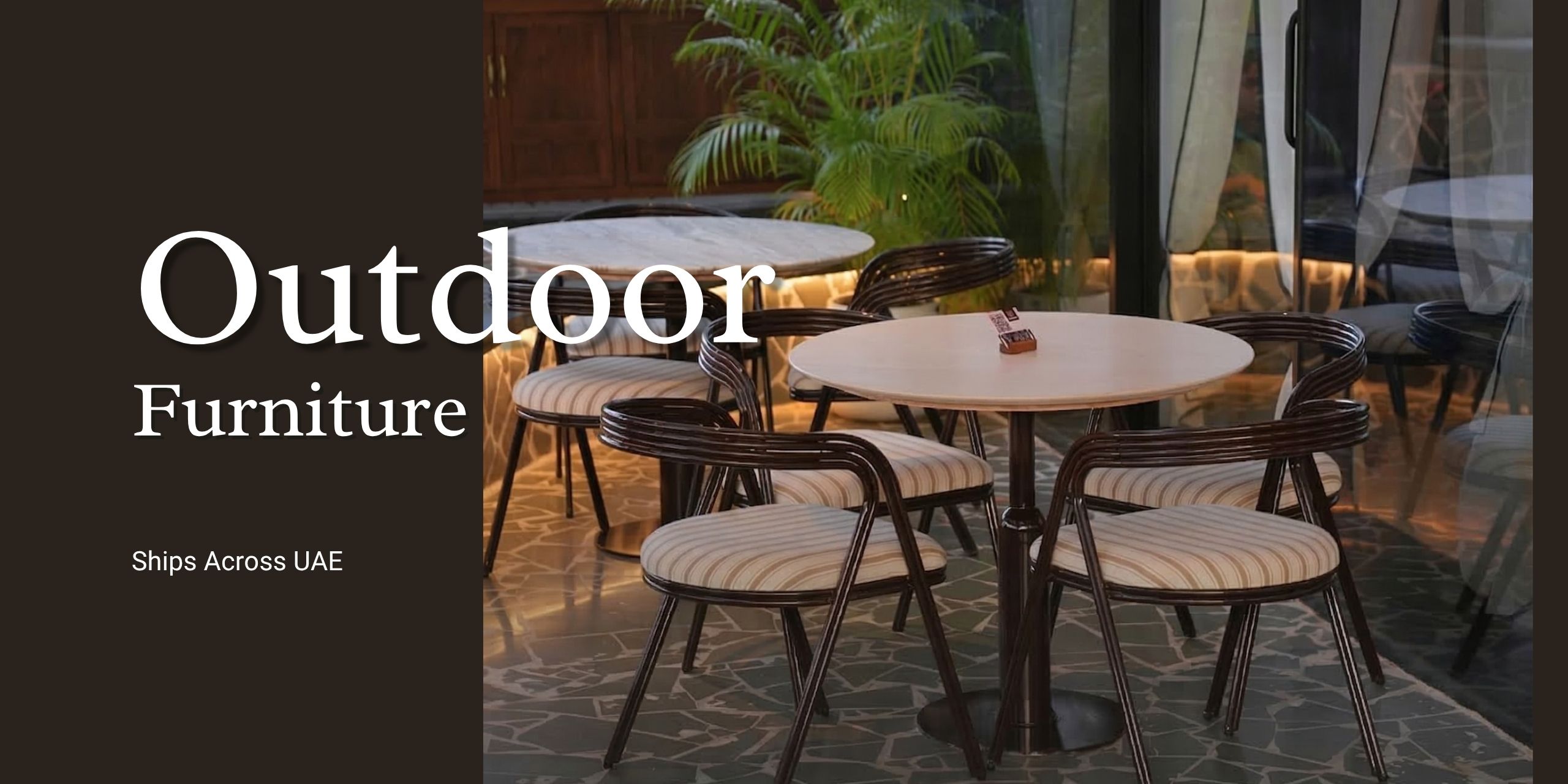 Outdoor terrace dining furniture with weather-resistant frames and upholstery