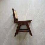 Chandigarh wooden dining chair side profile showing the angled solid wood frame