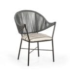 Curve outdoor chair with woven rope back and powder-coated metal frame by Samyog Living