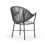 Curve outdoor rope chair angled studio view on a white background