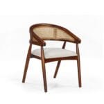 Derby wooden dining chair with cane back and upholstered seat by Samyog Living