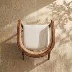 Derby dining chair rear view showing the curved cane backrest