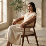 Derby cane dining chair in a naturally lit interior with an olive tree