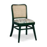 Goa wooden dining chair in green finish with cane back by Samyog Living