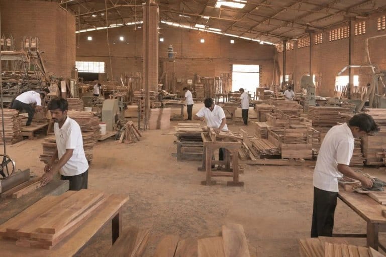 Solid wood furniture being made in a Jodhpur workshop