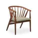 Pickle wooden dining chair with spindle back and upholstered seat by Samyog Living