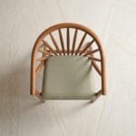 Pickle wooden chair top-angled view showing the fan-shaped spindle back