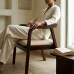 Rena dining chair in use in a softly lit interior