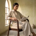 Rena dining armchair styled at a writing table
