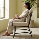 Ross outdoor arm chair in use beside a window