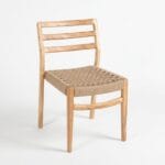 Sara wooden dining chair with woven rope seat by Samyog Living