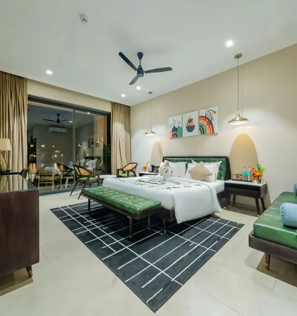 Completed Lake View Suite with solid wood furniture at Maira Resort.